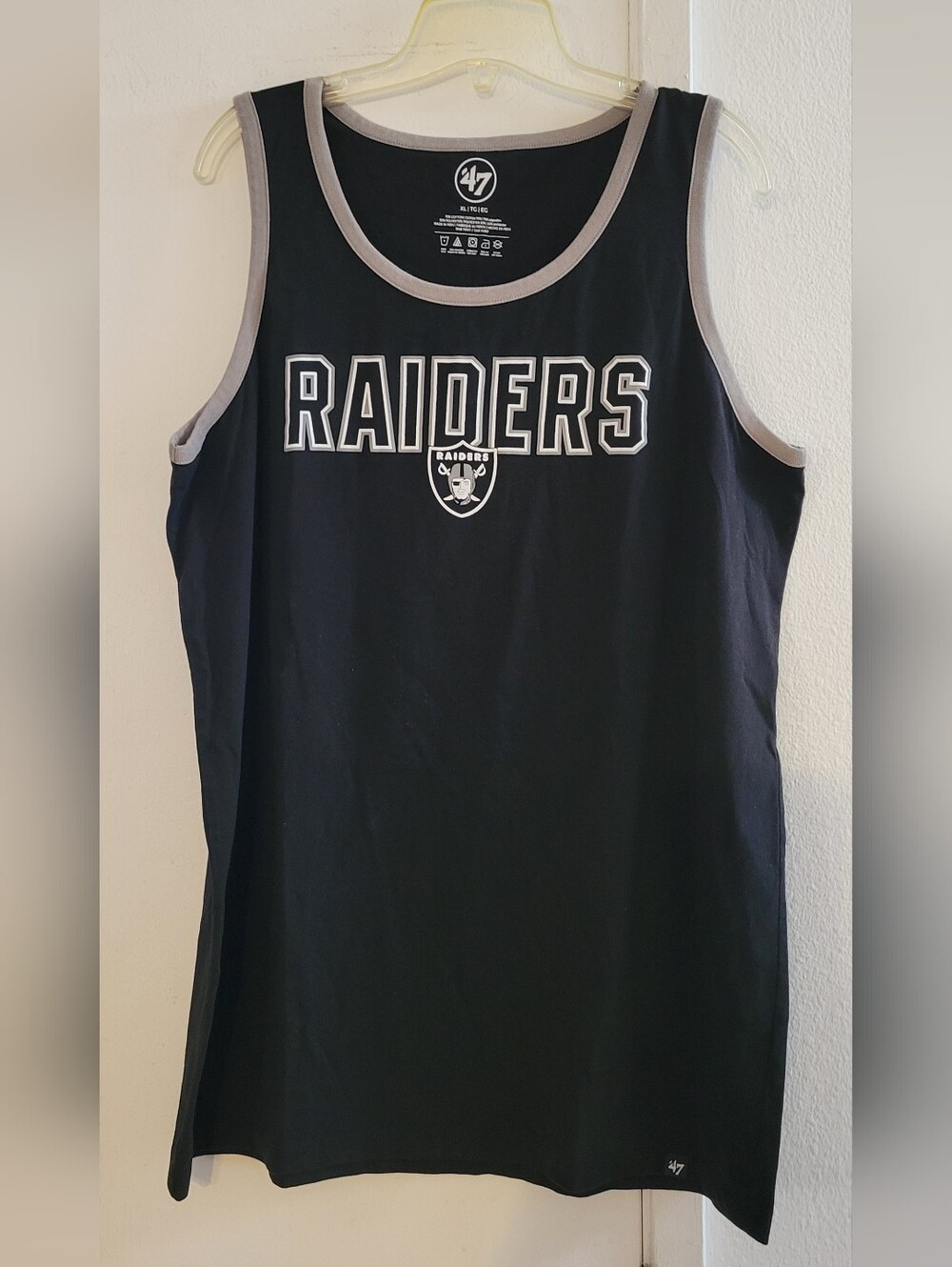 47 Brand Black Tank with Gray Trim and White Lettering Size XL